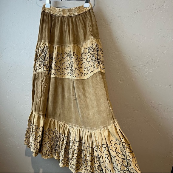 Fairy bohemian boho embroidered eccentric hippy maxi shirt set nature Lagenlook - Picture 10 of 16